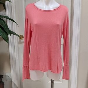 14th & Union Women's Pink Long Bell Sleeve Top Size Small